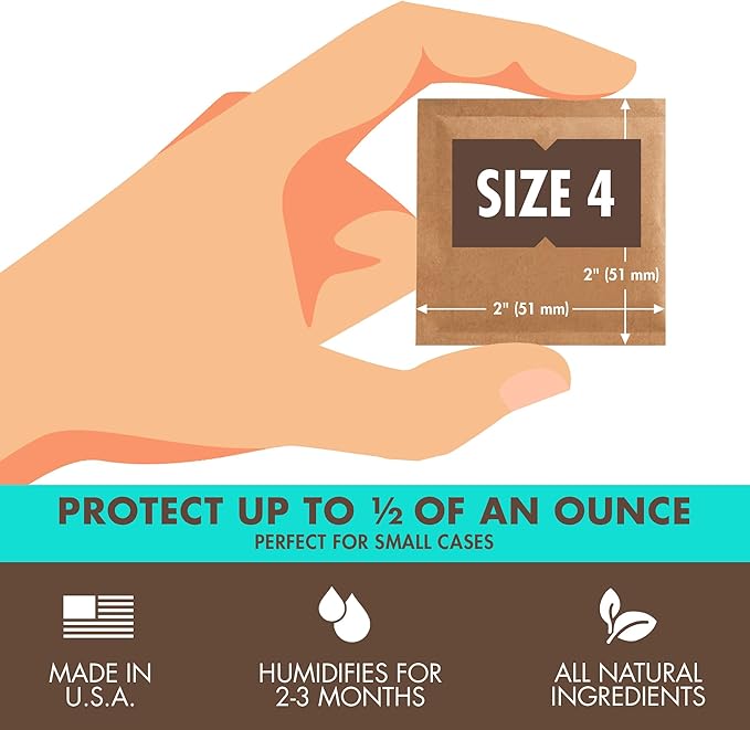 Boveda 58% Two-Way Humidity Control Packs For Storing ½ oz of Product – Size 4 – 10 Pack – Moisture Absorbers for Small Storage Containers – Humidifier Packs – Hydration Packets in Resealable Bag - Image 3
