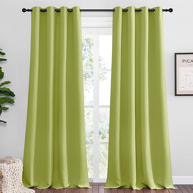 NICETOWN Fresh Green Blackout Curtains 96 inches Length for Living Room, 2 Panels, 55" Wide, Thermal Insulated Long Drapes for Large Window by NICETOWN