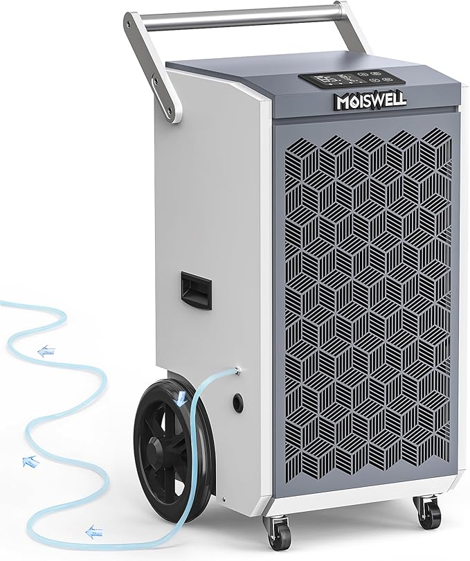 260 Pints Commercial Dehumidifier with Pump and Drain Hose for Basements, Heavy Duty Commercial Grade Dehumidifiers for Large Spaces, Warehouse, Industry Water Damage Unit, Auto Defrost by Moiswell