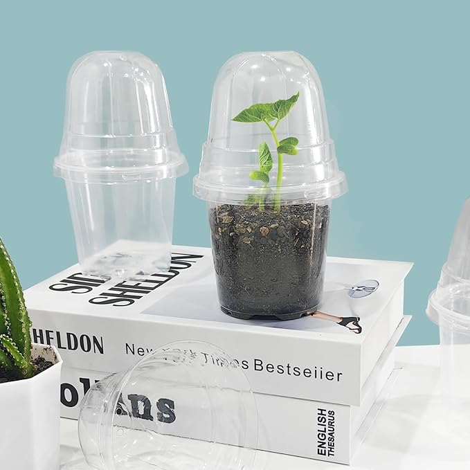 Transparent Nursery Pots 3.5Inch with Humidity Domes for Seeds Starting, Clear Plastic Plant Pots with Drainage Holes (3.54Inch, 40Pcs,Clear Pots with Lids) - Image 7