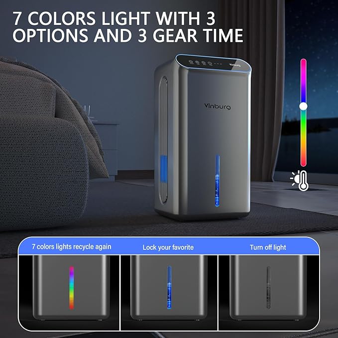 Dehumidifier for Basement (85 OZ, 800 sq ft) Quiet Dehumidifiers for Home, Auto Shut-Off, Sleep Mode, 3 Gear Timer(8H,16H,24H), Small Dehumidifier for Bedroom, Bathroom with Drain Hose (Deep Sliver) - Image 6