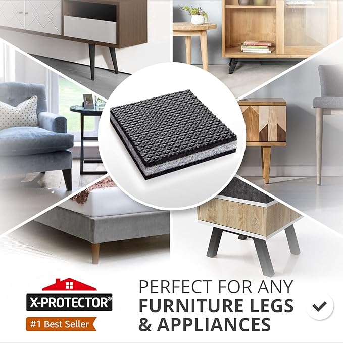 Non Slip Furniture Pads X-PROTECTOR - 8 PCS 4" - Premium Furniture Grippers! Rubber Feet Hardwood Floor Protectors for Furniture Legs - Couch Stoppers - Keep Your Furniture in Place Forever! - Image 2