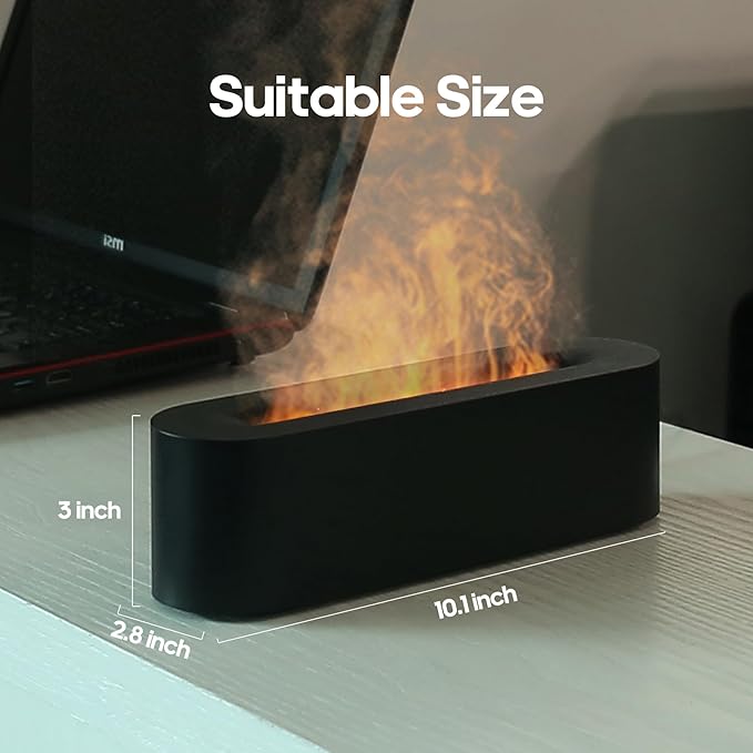 Essential Oil Diffusers,Flame Colorful Water Vapor Fire Fireplace Humidifier for Aromatherapy Aroma Therapy Machine Room Bedroom,Black Flame Diffuser for Essential Oils - Image 2