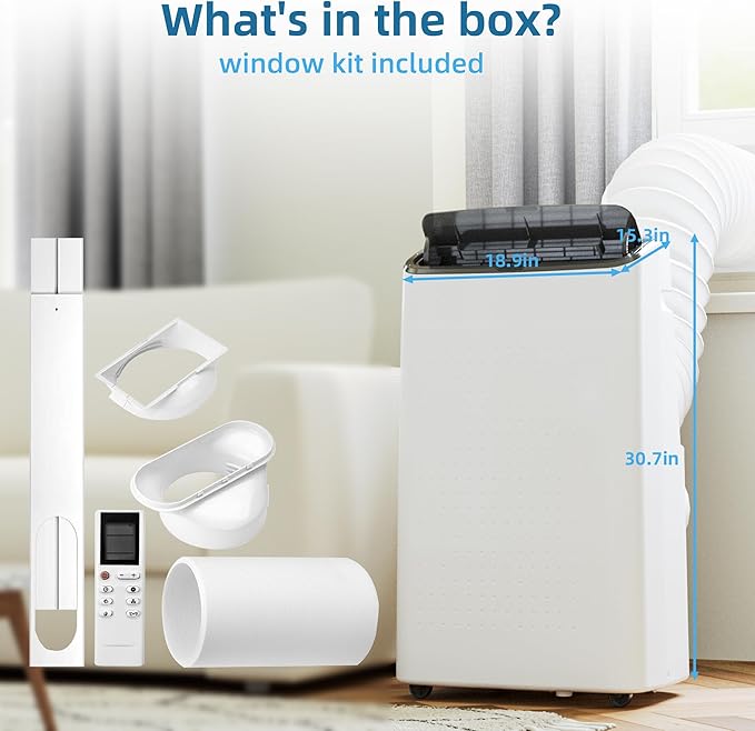 14,000 BTU Portable Air Conditioner – 4-in-1 Cooling, Dehumidifier, Fan & Sleep Mode, Cools up to 750 Sq.Ft, Includes Window Vent Kit & Remote Control, Black - Image 6