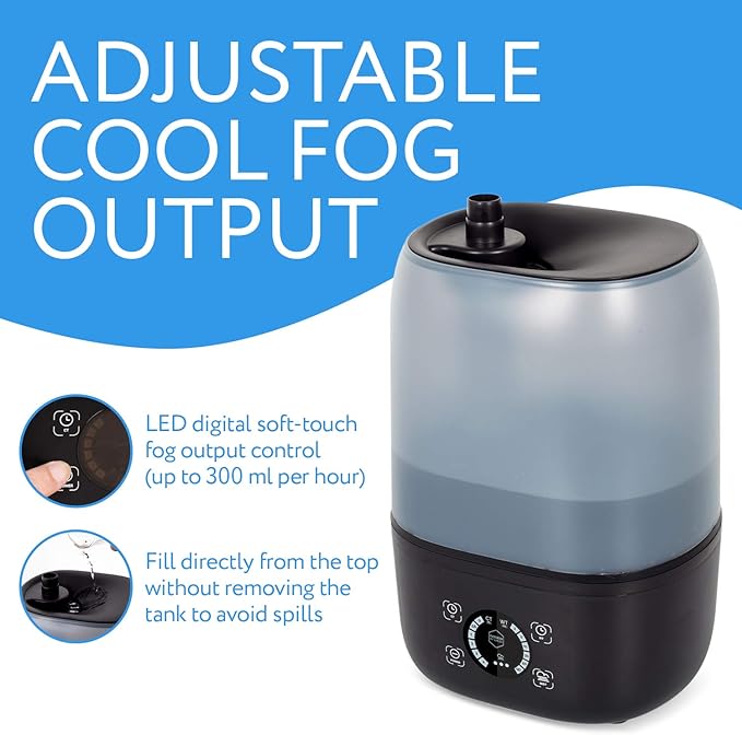 Evergreen Pet Supplies Ultrasonic Reptile Fogger Humidifier - Digital Timer Terrarium Fogger - Dry-Run Protection Automatic Misting System - Tabletop Humidifier for Reptiles - 4L, Black - Image 4