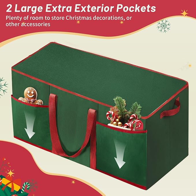 Nutcracker and Figurine Collectibles Storage Box， Large Ornament Storage Organizer Stores Up to 12 Holiday Figurines-Carolers, Santa Figure, or Nut Cracker Ornaments (Green/15 Inches) - Image 6