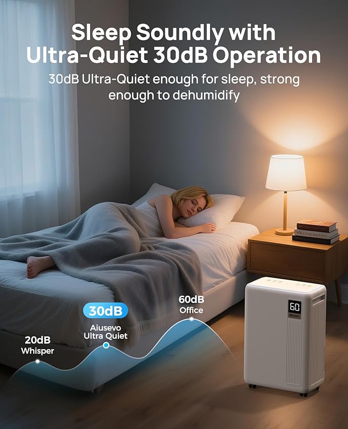 30 Pint Dehumidifier for Basement, 2500 Sq. Ft Dehumidifiers for Home with Drain Hose, 3 Modes, Smart Humidity Control, 24H Timer, 0.52 Gal Water Tank, for Whole House, Bedroom, Bathroom, Garage, Rv - Image 7