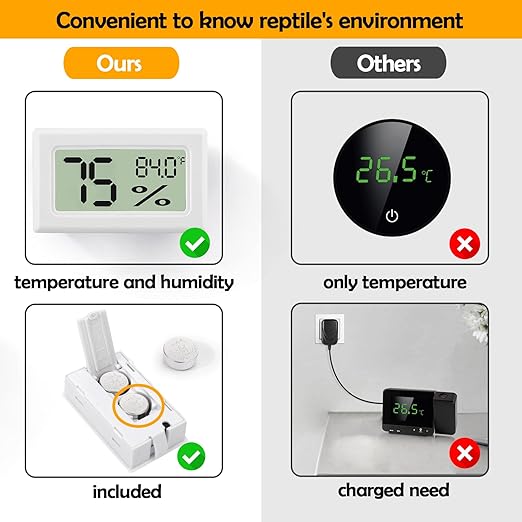 Bearded Dragon Accessories, 2 PCS Rectangle Reptile Thermometer and Humidity Gauge, Reptile Tank Accessories for Jumping Spider, Leopard Gecko, Hermit Crab, Gecko, Ball Python, Lizard - Image 7