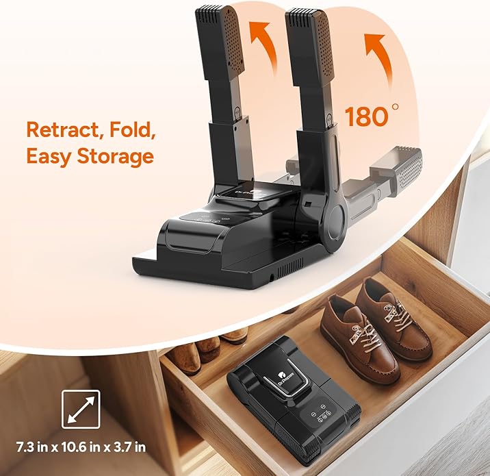 DR.PREPARE Boot Dryer Shoe Dryer, Glove & Boot Warmer with Heat Blower, Portable Adjustable Rack and Timer, Folding Design & Quick Drying for Shoes, Gloves, Hats, Socks, Ski Boots - Image 7