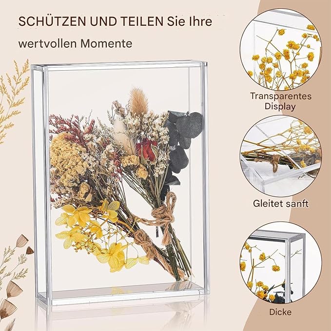 Acrylic Storage Box, Dried Flowers Display Case, Clear, Multifunctional Table Holder for Souvenirs, Trading Cards, Postcards, Entrance Tickets - Image 4