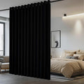 NICETOWN Room Separating Divider, Room Divider Curtains Screen Partition, Function Thermal Blackout Patio Door Curtain Panel, Sliding Door Insulated Curtain, Black, 8.3ft Wide x 8ft Long by NICETOWN
