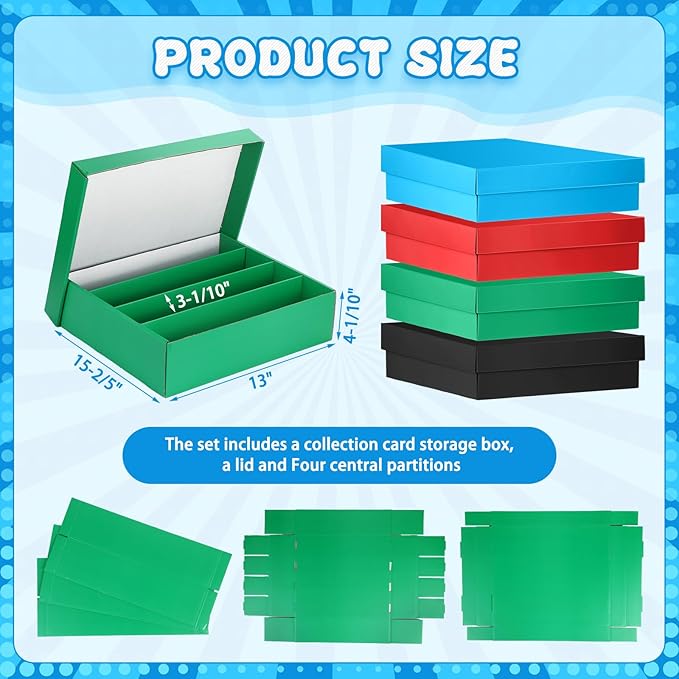 Seajan 16 Pcs 3200 Count Trading Card Storage Box Sports Card Storage Boxes Bulk for Basketball Gaming Cardboard Collecting - Image 2