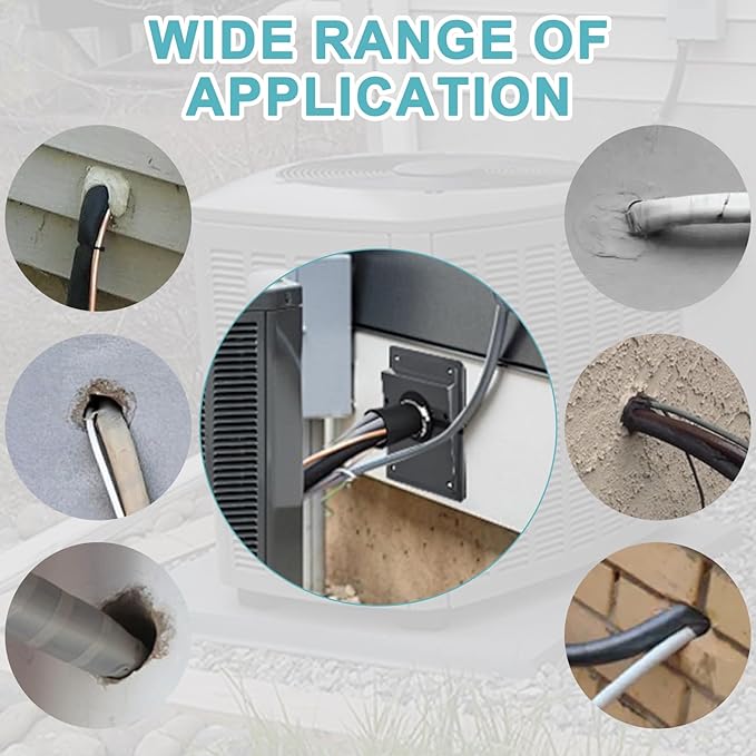 HVAC Wall Penetration and Duct Kit Cover, Split Air Conditioning Duct Kit Wall Cover, Easy to Install HVAC Wall Penetration for Indoor and Outdoor Air Conditioning Systems(Black) - Image 6
