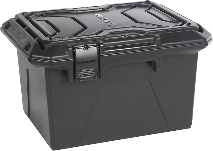 Plano Ammo Crate, Black, Lockable Plastic Ammunition Storage Box, Water-Resistant Protection with Interlocking Foam and Removable Dividers by PLANO%C2%AEOutdoors