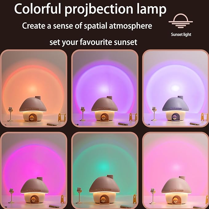 Portable Mini Humidifier, 300ml Small Cool Mist Humidifier, Personal Desktop Humidifiers for Baby Bedroom Travel Office Home,7 Modes of sunset atmosphere light, 2Modes of night light - Image 3