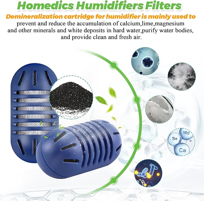 Techecook 10Pack Demineralization Cartridge Fit for HoMedics Ultrasonic Humidifier Demineralization Cartridge Filter UHE-HDC4, Eliminate White Mist|Prevent Hard Water Build-Up|Filter Mineral Deposits - Image 2