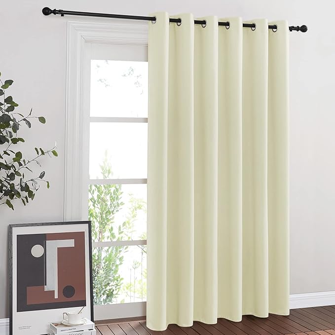 NICETOWN Blackout Sliding Door Curtain 84 inches Long, Grommet Patio Door Curtain & Drape Room Divider Sound & Light Blocking Privacy Thermal Drapes for Living Room (Beige, W80 x L84, 1 Panel) by NICETOWN