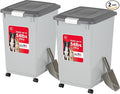 IRIS USA Dog Food Storage Container 54 lbs, 2-Pack with Wheels, Airtight Lid, 2-Cup Scoop, Double Pet Food Storage, Built in Scoop Storage in Lid, Versatile Pet Food Bin, Portable, Gray/Dark Gray by IRISUSA