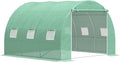 Walk-in Hoop Greenhouse for Tropical Plants, 10’x10’x6.5’ High Peak Design with PE Cover & Zippered Vents to Control Humidity & Heat, Green Steel Frame by WhereFurnitureMeetsArtistry