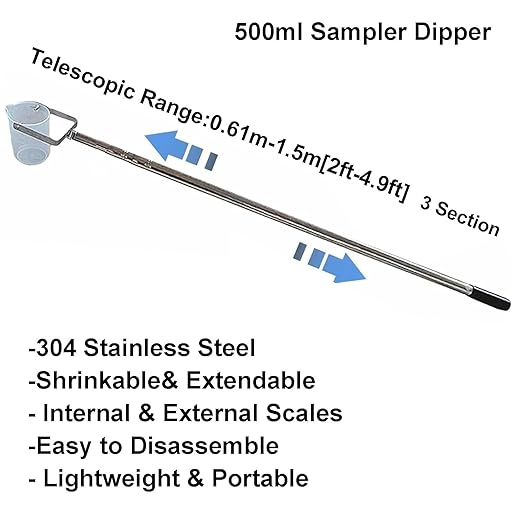 Extendable Water Sampler with Dipper System, Water Qualityd Sampler Device Telescopic for Environmental Monitoring and Qualityd Testing(500ml,2-4.9ft/0.6-1.5m) - Image 2