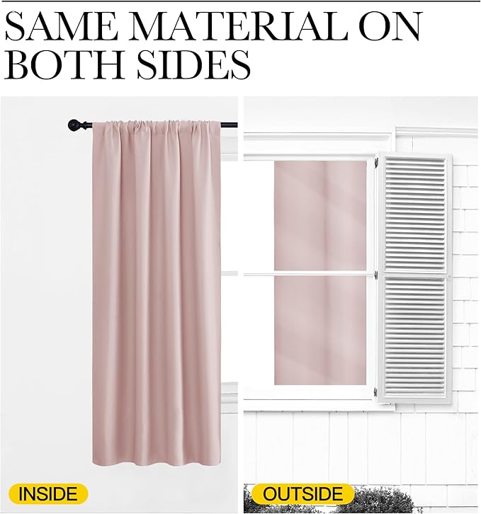NICETOWN Blackout Curtains for Living Room, Blush Pink, 2 Panels, 42 by 63, Darkening Window Curtain Panels, Easy-Care Solid Thermal Insulated Draperies/Drapes for Daughter Room - Image 6