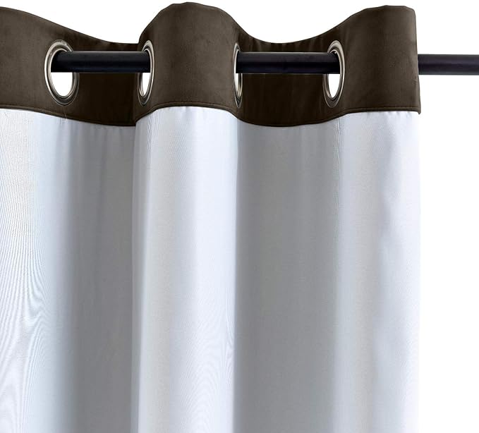 ChadMade Blackout Lined Premium Velvet Curtain Chocolate 50Wx108L Inch (1 Panel), Eyelet Grommet for Livingroom Bedroom Theater Studio, Leon Collection - Image 3