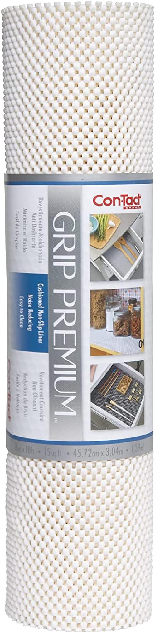 Con-Tact Brand Grip Premium Shelf Liner, Thick and Non-Adhesive Drawer Liner, Multi-Purpose and Easy to Use, 18" x 10', White, Pack of 1 by Kittrich+%28Home%29
