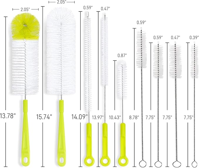 9 Pack Bottle Cleaning Brush Set, Long Handle Bottle Cleaner Brush, Deep Cleaning Handle Brush Kit for Narrow Neck Bottles, Water Bottles, Straws, Tumblers, Wine Decanters, Flask - Image 2