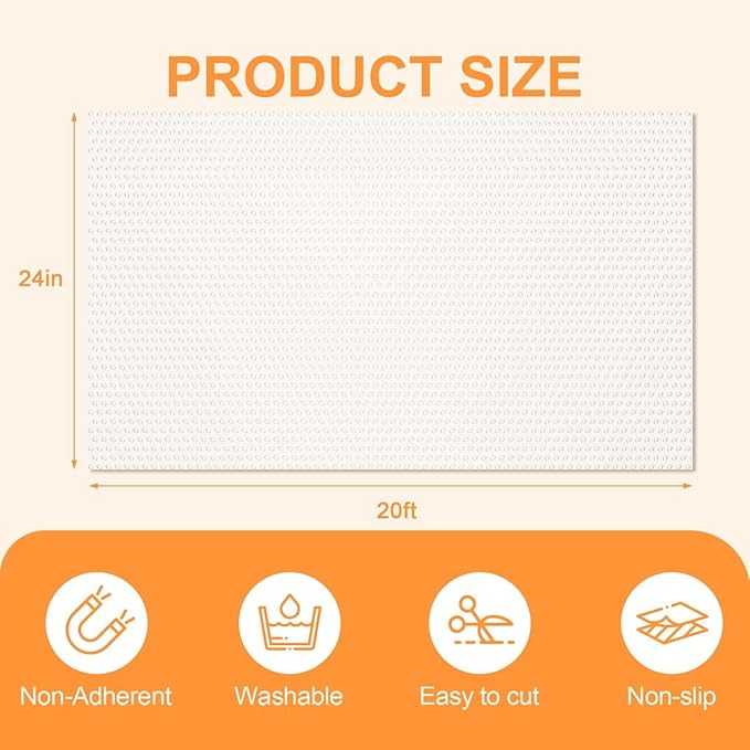 FEXIA Shelf Liner 24 Inch x 20 FT Clear Non Slip Waterproof Cabinet and Drawer Liner for Kitchen Cabinet Refrigerator Pantry Closet Durable Non Adhesive - Image 2