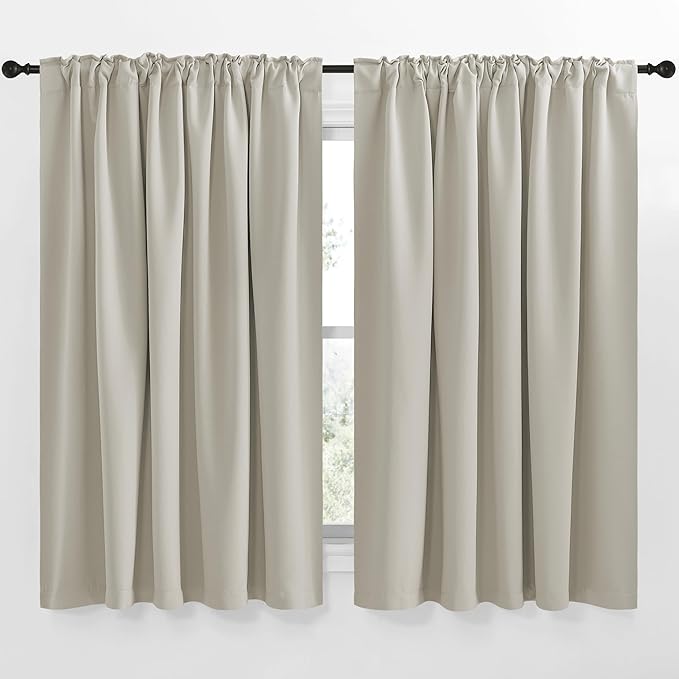NICETOWN Blackout Curtain Panels Window Draperies - (Natural Color) 70x63 inch, 2 Pieces, Insulating Room Darkening Blackout Drapes for Bedroom - Image 2