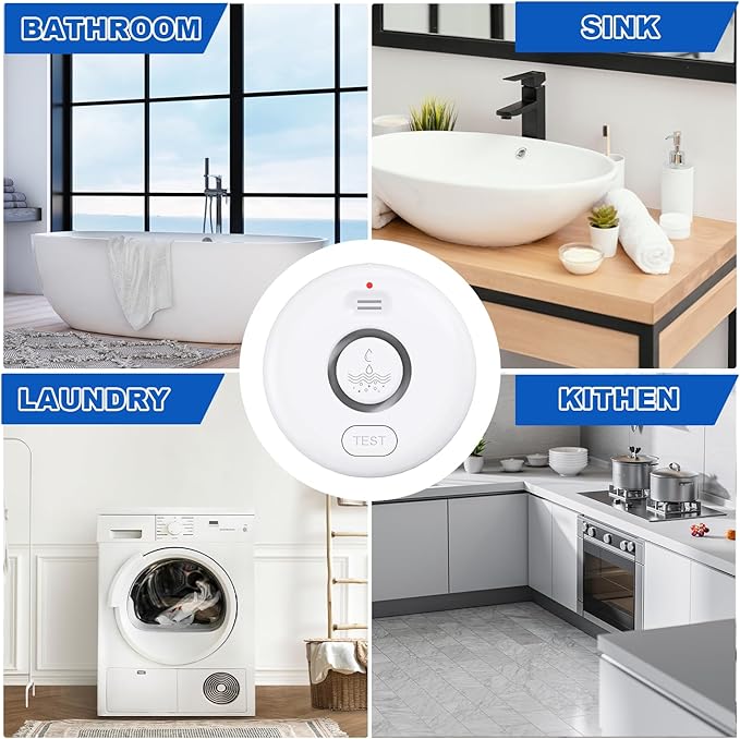 WiFi Water Leak Detectors 5 Pack, 120dB Adjustable Loud Water Leak Sensor, Wireless Wi-Fi Water Leak & Drip Alarm, App Alerts, 5 Water Alarm Sensors & 1 Hub for Home Kitchen, Bathroom, Sink, Laundry - Image 3