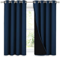 NICETOWN 100% Blackout Curtains with Black Liners, Thermal Insulated Full Blackout 2-Layer Lined Drapes, Noise Cancellation Window Draperies for Dining Room (Moroccan Blue, 2 Panels, 52" W by 54" L) by NICETOWN