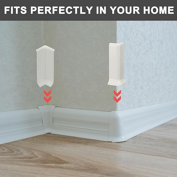uxcell Self Adhesive Baseboard Corner Blocks, 4.07 Inch Wall Edge Corner Protector 2 Inside + 2 Outside Corners-Connector for Wall Floor Furniture Edge(Silver) - Image 6