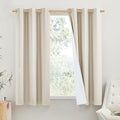 NICETOWN Linen Blackout Cold Blocking Curtains 63" Long for Classroom, Beige, Set of 2, Short Kitchen Burlap Linen 100% Blackout Drape Panels for Night Shift, Great Job for Blocking Light by NICETOWN