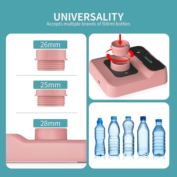 Travel Humidifier, Portable Small Humidifier for Plants, Bedroom, Office, Hotel or Car, 5000mAh Battery Operated Mini Cool Mist Humidifiers, Quiet 23dB, Auto-off, Night Light and BPA-Free, Pink - Image 7