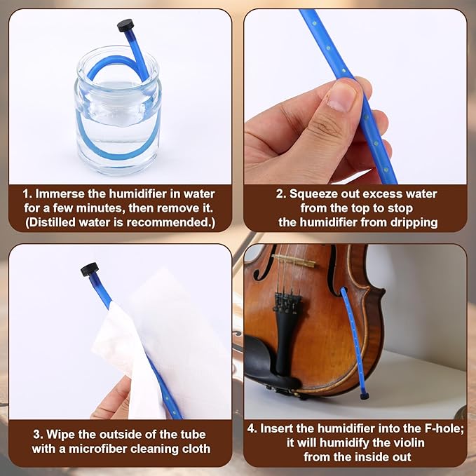 Violin Humidifier, Rubber Portable Violin and Viola Moisture F Hole Humidifier Tube Practical Musical Dampit Instrument Humidity Gift Maintenance Accessory for Cracking Prevention (Blue) - Image 5