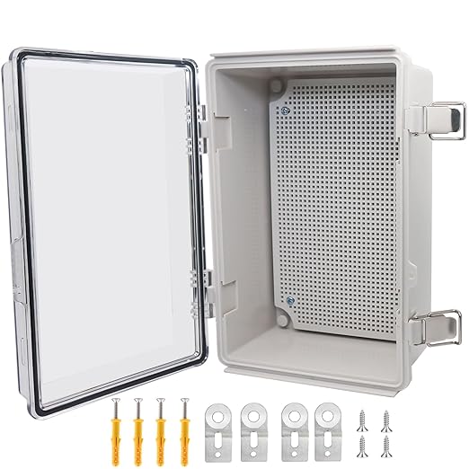 Electrical Box, Outdoor Waterproof Box IP67 Junction Box with Mounting Plate,ABS Plastic Project Box Power Cord Enclosure Clear 11" Dx7.5 Wx5.1 H by LuSumtly