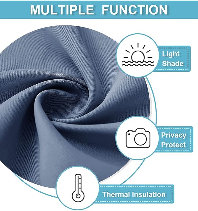 RYB HOME Privacy Room Divider Curtains Blackout Thermal Insulating Soundproof Partitions for Restroom Dorm Apartment Separator Kids Nursery Home Office Meeting, 1 Panel, Stone Blue, W 100 x L 84 inch - Image 5