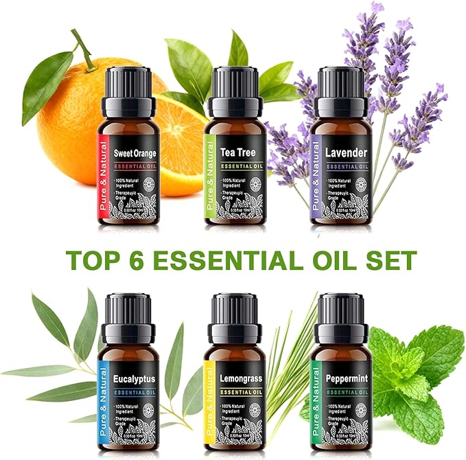 550ml Large Capacity Essential Oil Diffuser 6 Essentil Oil Set Aromatherapy Ultrasonic Air Humidifier with Timer and 7 Color LED Night Light Remote Control Waterless Auto-Off White Wood Grain - Image 7