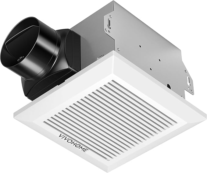 VIVOHOME Ultra-Quiet 80 CFM Bathroom Exhaust Fan, 1.5 Sone 95 Sq.Ft Coverage, 4'' Duct Ceiling Mount, White Shower Ventilation Fan by VIVOHOME