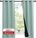 NICETOWN Aqua Blue 100% Blackout Lined Curtains, 2 Thick Layers Narrow Wide Window Treatment Panels Thermal Insulated Drapes for Kitchen Small Window (1 Pair, 37" Width x 63" Length Each Panel) by NICETOWN