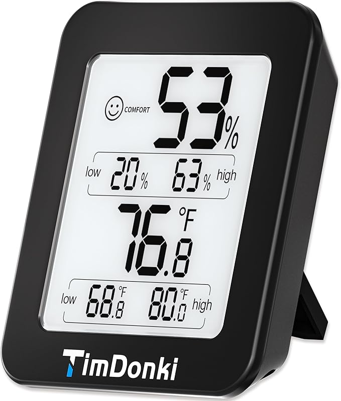 Digital Hygrometer with Max and Min Records 10s Fast Refresh Accurate-Hygrometer Room Thermometer Indoor for Home/Bedroom/Baby Room/Office/Greenhouse/Cellar (Black) by Unknown