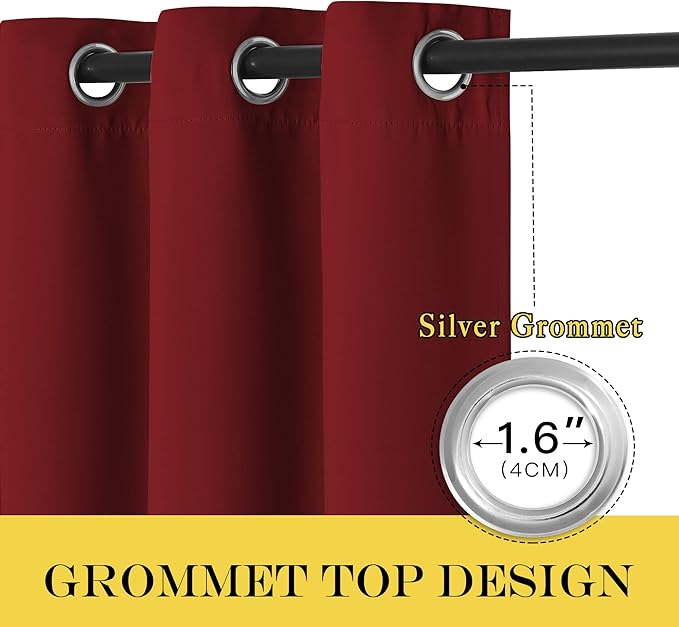 NICETOWN Blackout Curtains for Sliding Glass Door Room Divider Noise Reduce Curtain Panel Portable Window Screen Sliding Partition, W100 x L102 inches, 1 Panel, Burgundy Red - Image 6