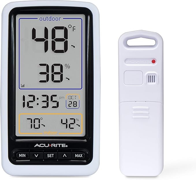 AcuRite 01136M Wireless Thermometer with Indoor/Outdoor Temperature and Humidity, White by AcuRite