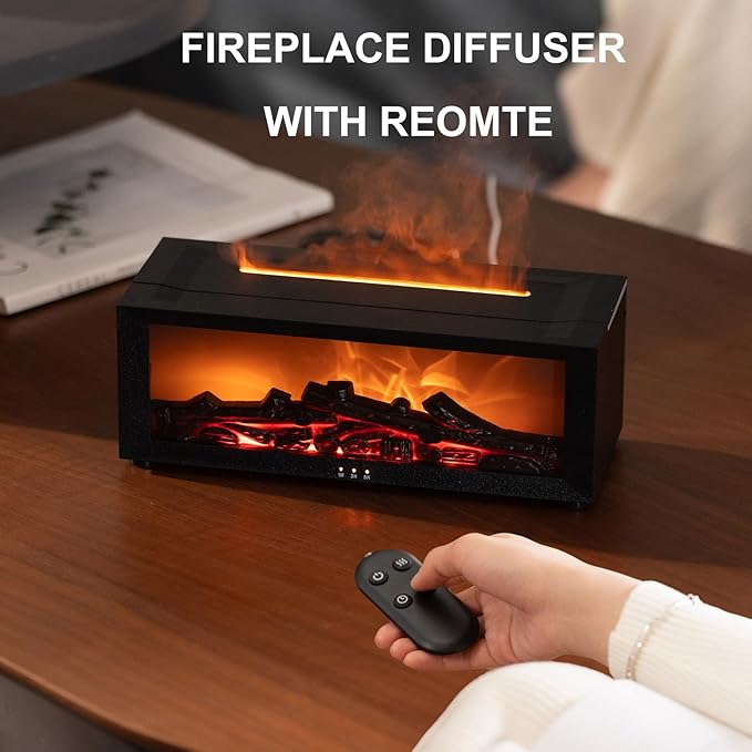 Fireplace Aroma Essential Oil Diffuser, 150ml Ultrasonic Humidifier, Scent Aroma Diffuser with Remote Control & Timer for Home, Bedroom, Office, Yoga - Image 5