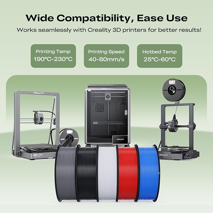 Creality 3D Printer Filament, 1.75mm Bundle 2kg PLA Printer Filament, Dimensional Accuracy +/- 0.02mm, No-Tangling Strong Bonding & Overhang Performance, Fit Most FDM Printer (Black & White 2-Pack) - Image 2