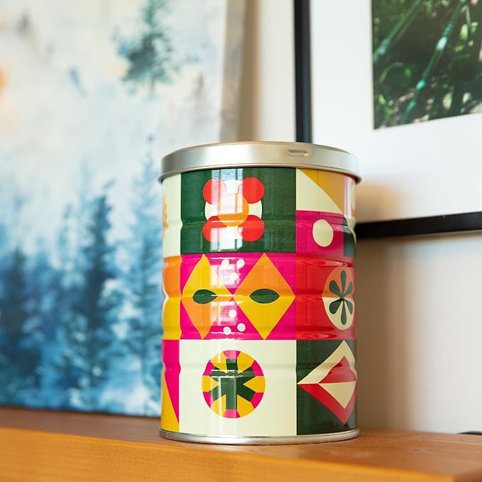 Retro Tin Can, Studio MPLS Designs, Collectable, Peel & Stick Valved End with Metal Lid, 8-12oz (4.0625 x 5.5 in) (Retro Block Design) - Image 5