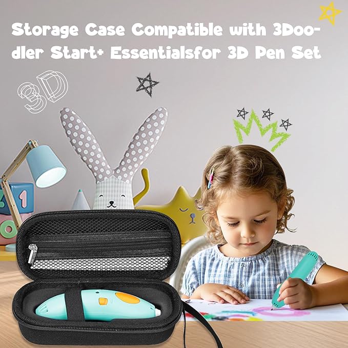 Case Compatible with 3Doodler Start+ Essentials for 3D Pen Set for Kids, Carrying Holder Fit for Printing Pens,Storage Organizer for Printing Filament Refill,Micro-USB Charger (3D-01-Black) - Image 6