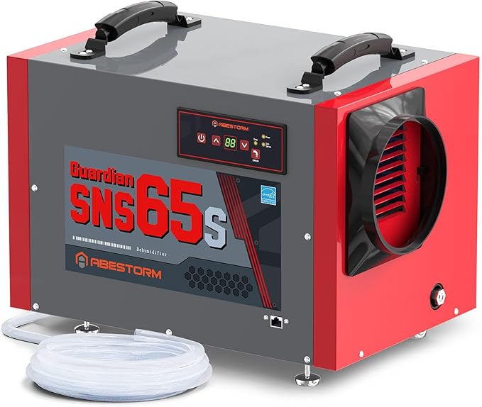 Abestorm Crawl Space Dehumidifier with Pump and Hose, 120 PPD Energy Star Commercial Dehumidifier Up to 1,300 sq. ft. for Basement, Water Damage Restoration, Auto Defrost(Guradian SNS65S) by AbestormSolutionsINC