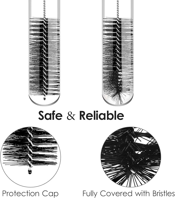 Black Nylon Cleaning Brush Set, 12-Piece, Suitable for Bottle, Teapot, Airbrushes, Espresso Machines, Protective Design, Dishwasher Safe - Image 6